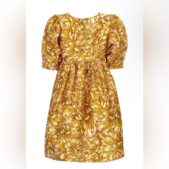 Kika Vargas x Target Yellow Floral Puff Sleeve Mini Party Dress- Size Small - Picture 1 of 8